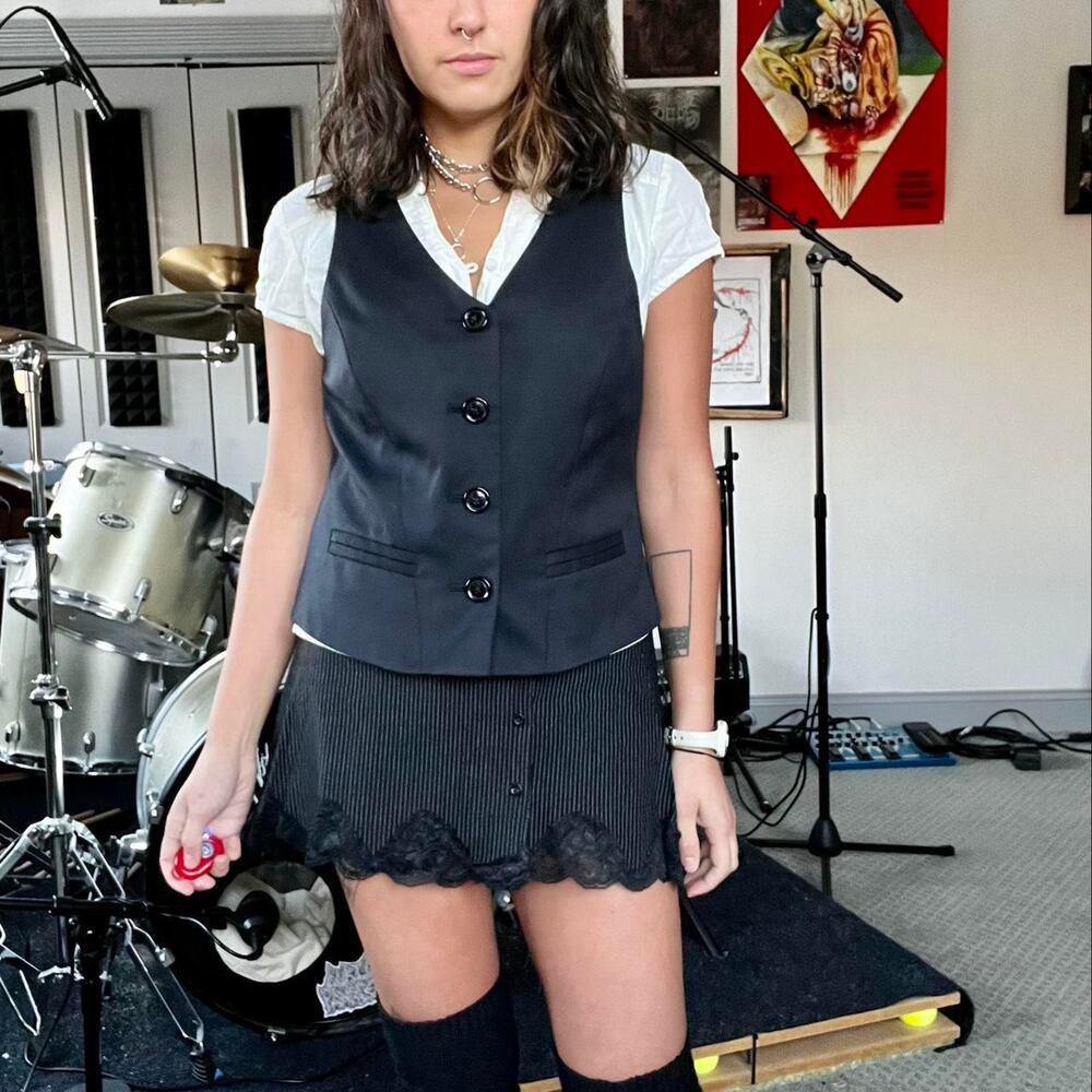 Silk and wool vest black